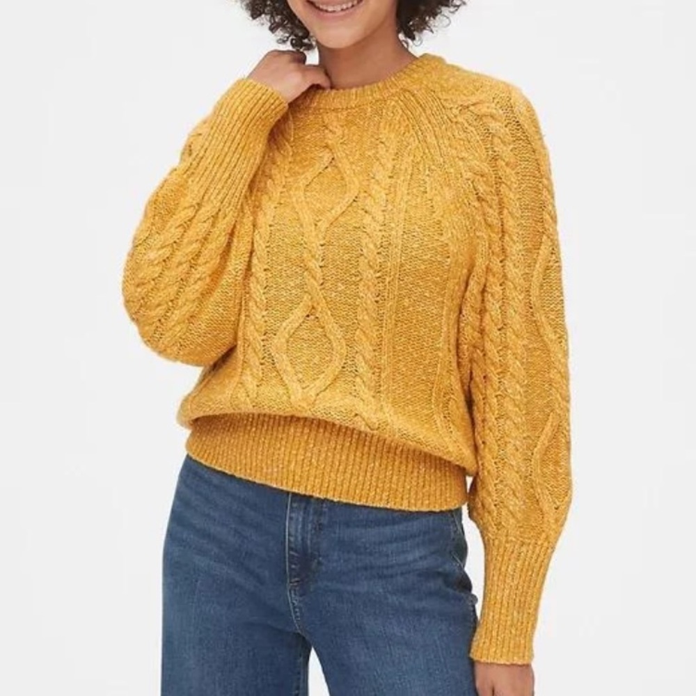 Gap Mustard Yellow cable knit sweater